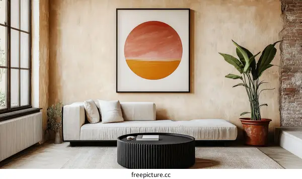 Modern Beige Sofa Living Room Interior Design