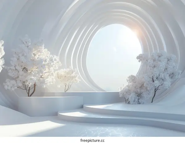 Modern Minimalist Architecture Interior Design with Trees