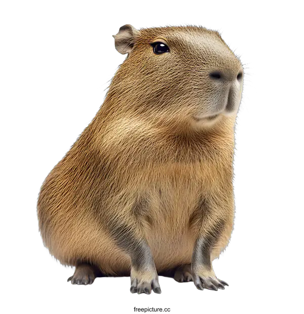 [Transparent Background PNG]Capybara Sitting on White Background