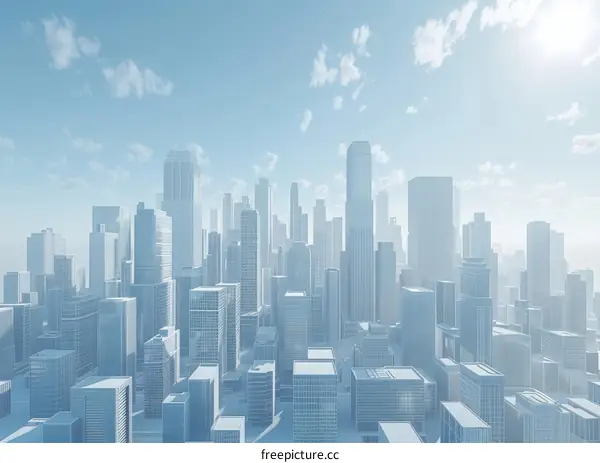3D Rendering of a Modern City Skyline