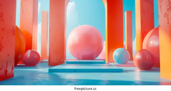 Colorful Geometric Abstract Scene Design