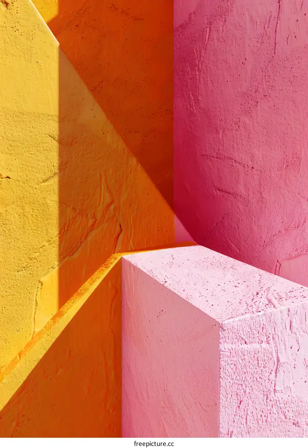 Abstract Geometric Shapes In Yellow Orange And Pink Colors