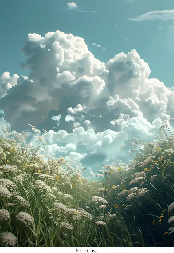 Flowers and grass field in the valley