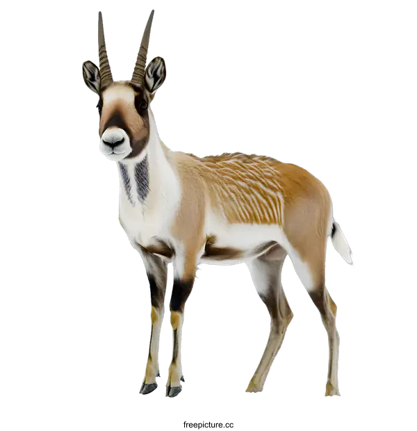 [Transparent Background PNG]Striped  Antelope Standing in Snow