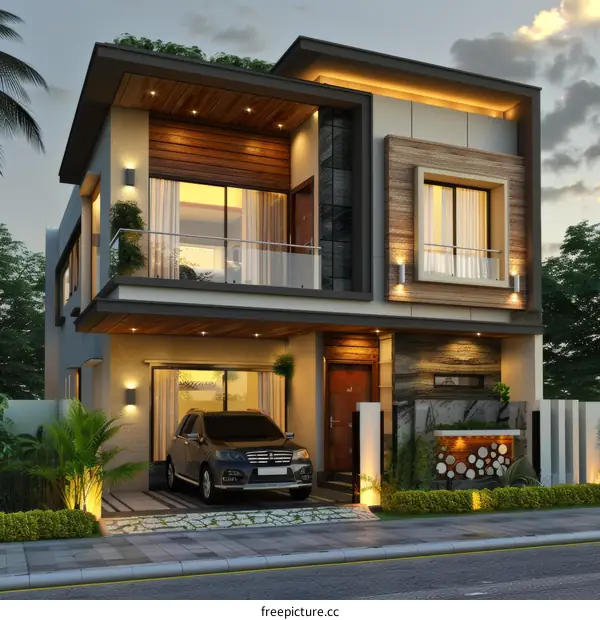 Modern Architectural Design of a Two-Story House