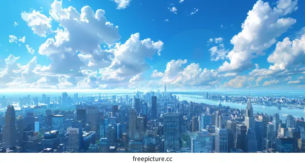 A Stunning Aerial View of New York City on a Sunny Day