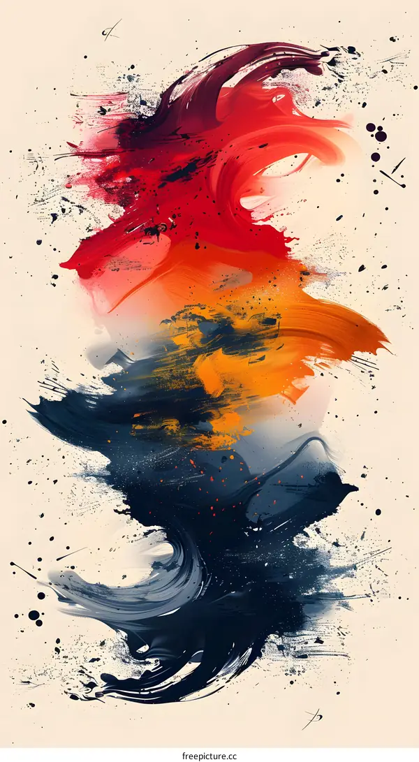 Red and Blue Acrylic Painting