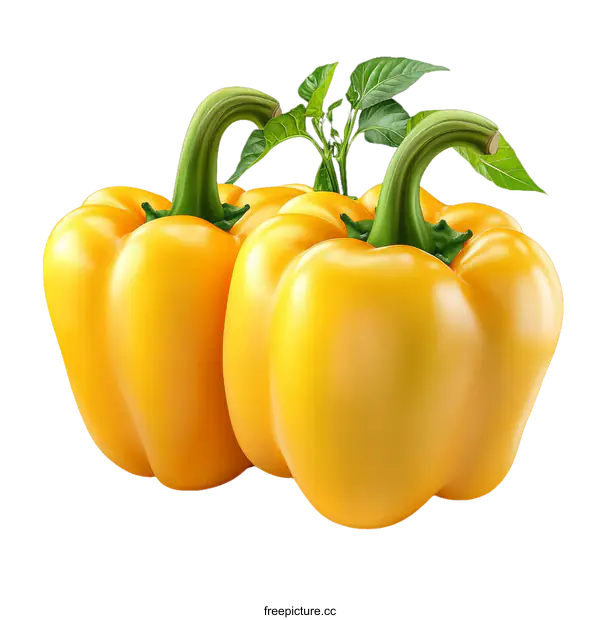 [Transparent Background PNG]Two Vibrant Yellow Bell Peppers Isolated