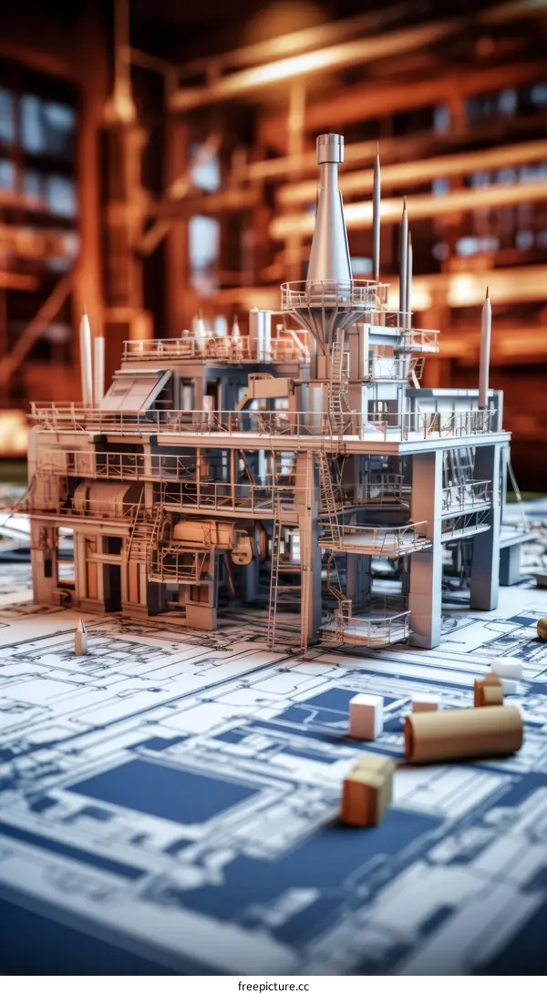 Industrial Plant 3D Rendering