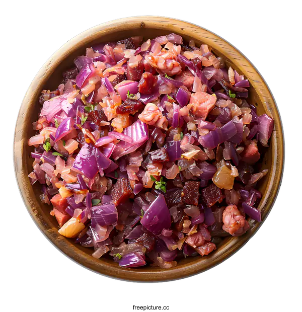 [Transparent Background PNG]Red cabbage with bacon and onions