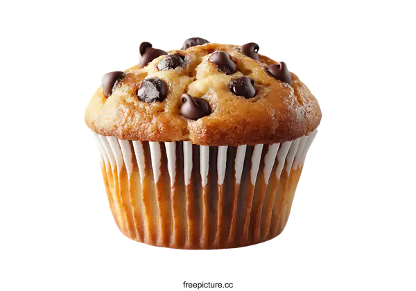 [Transparent Background PNG]Closeup of Delicious Chocolate Chip Muffin