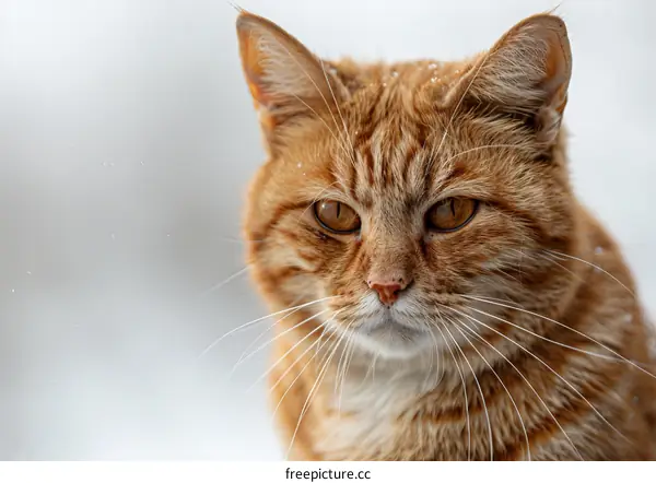 Close up portrait of a ginger cat looking at the camera