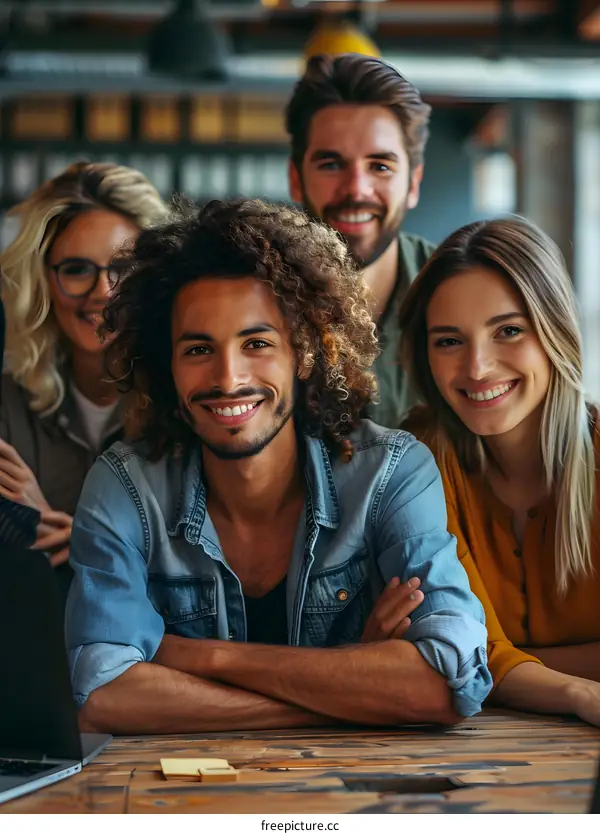 Portrait of a group of young professionals smiling at the camera
