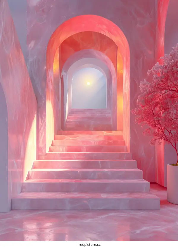 Pink Marble Archway and Staircase