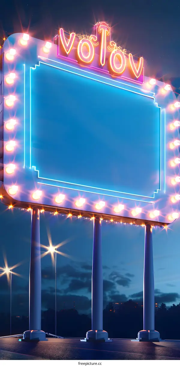 Neon Signboard with Blank Space at Night