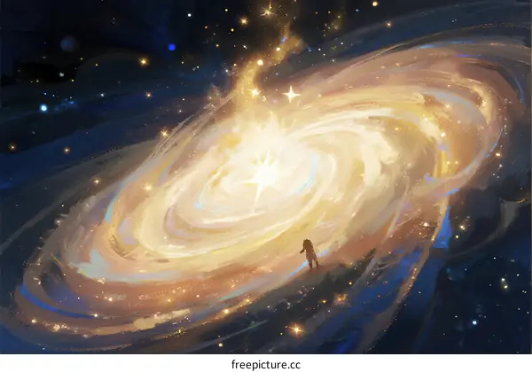 A Person Standing in Front of a Spiral Galaxy with Bright Stars