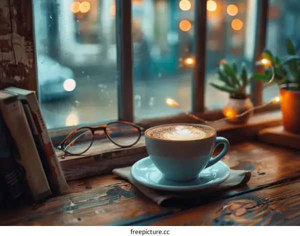 Relaxing rainy day with a good cup of coffee