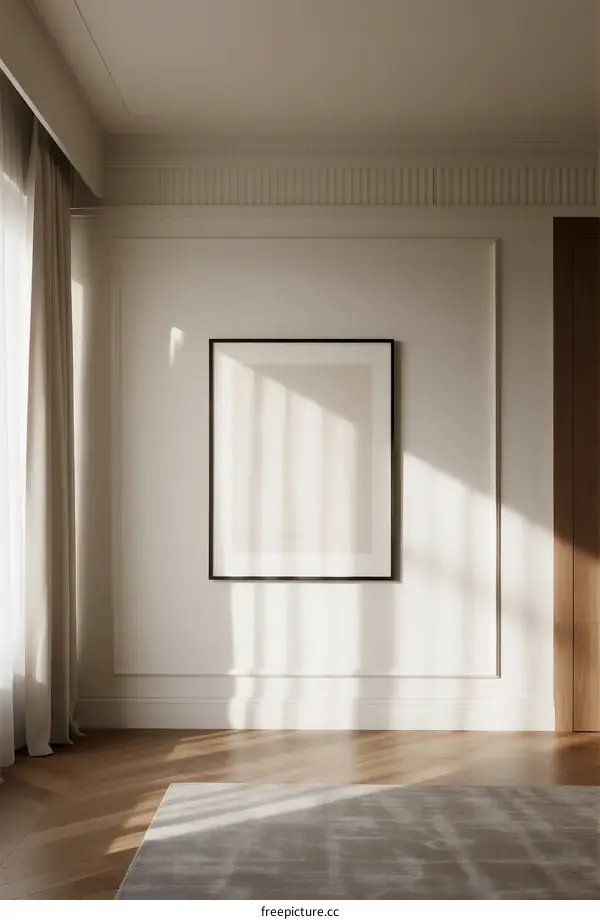 Minimalist White Room with Frame and Natural Light