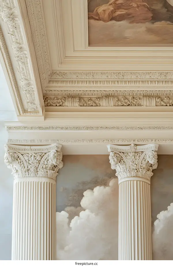 Classical Architecture Ceiling with Ornate Detail