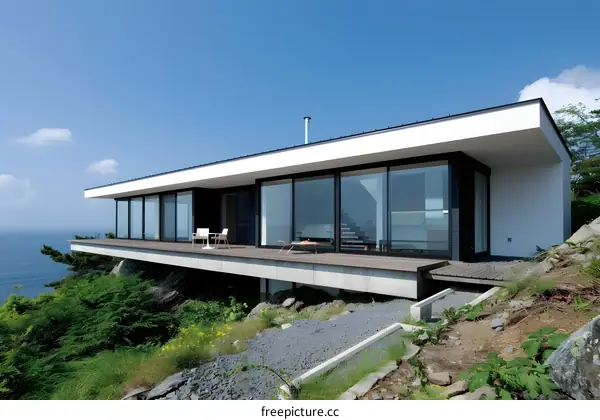 Modern House with Ocean View on a Cliff
