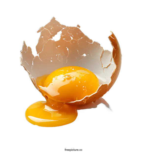 [Transparent Background PNG]Cracked egg with yolk