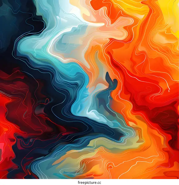 Abstract Swirling Colors and Lines