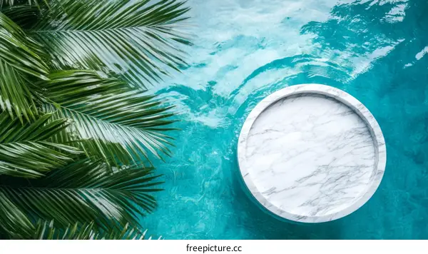 Tropical Poolside Marble Circle Display