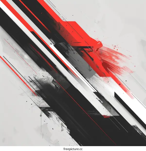 Black red and white abstract painting