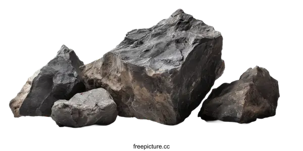 [Transparent Background PNG]Pile of Grey Rocks on White Background