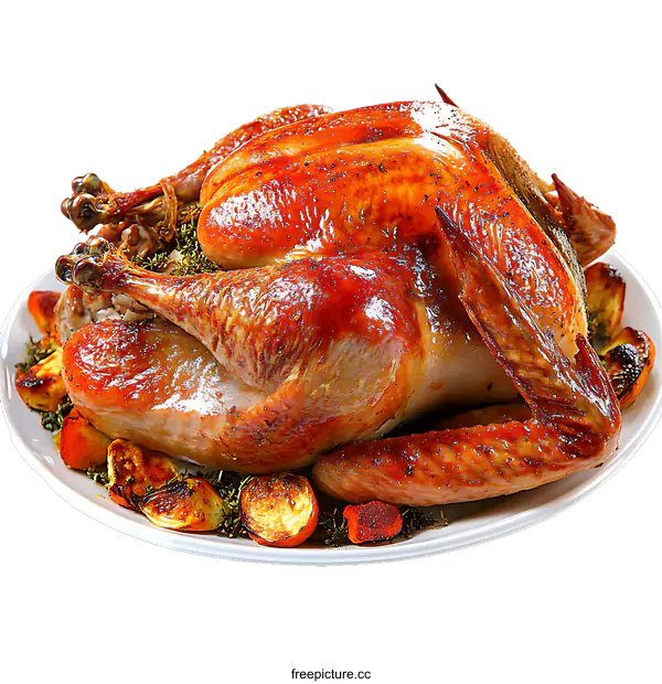 [Transparent Background PNG]Roasted Turkey Dinner Plate
