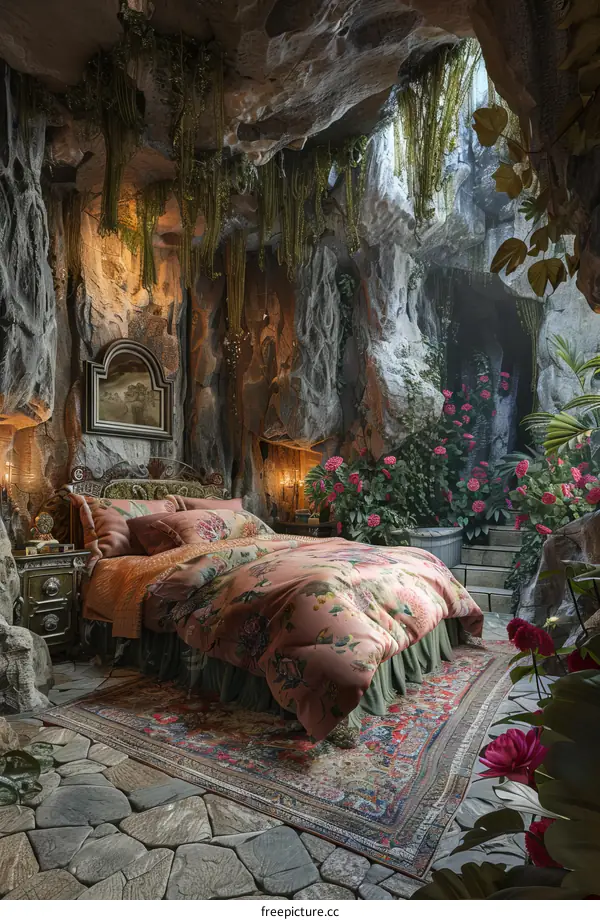 Bedroom in fantasy cave