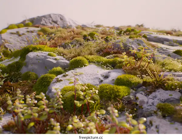Green Moss Covered Rocks  3D Render