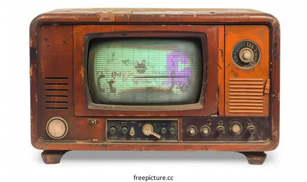 Retro television set with static screen