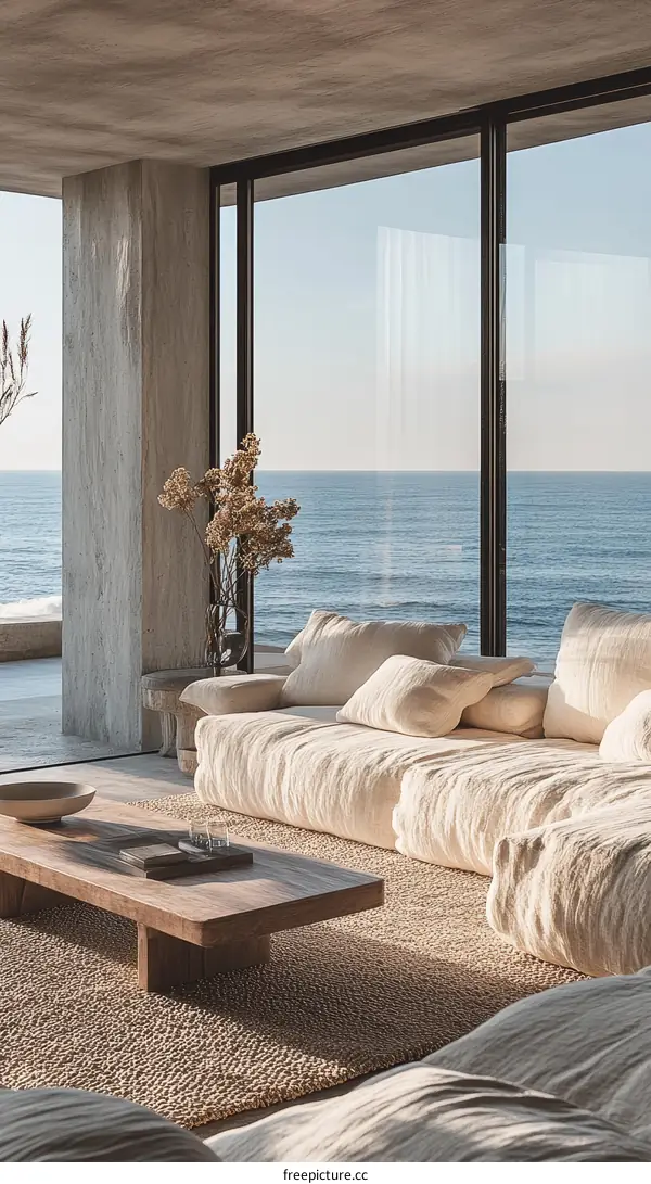 Coastal Modern Living Room with Ocean View