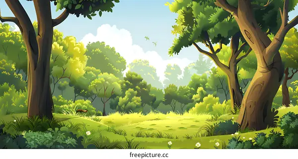 Green Forest Landscape Illustration