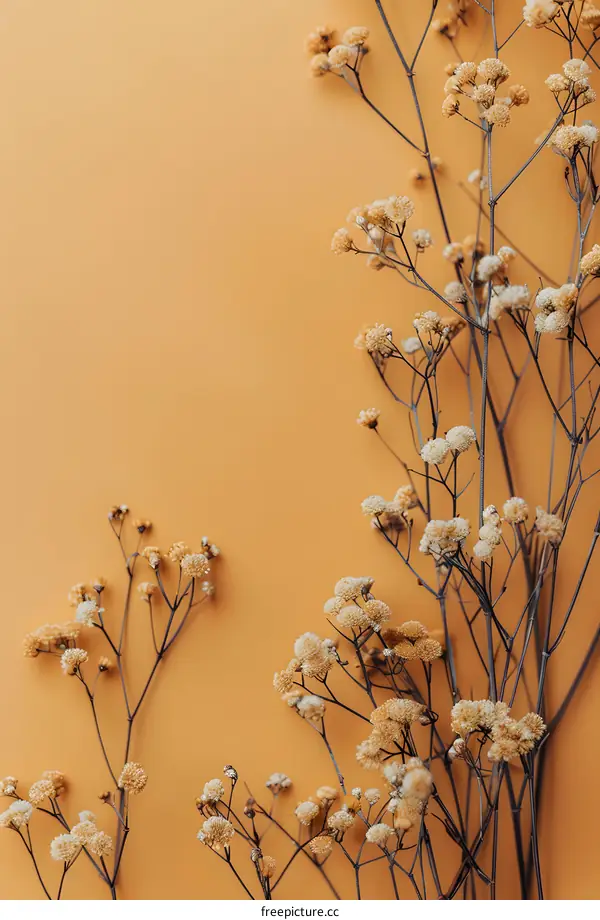 Dried Flowers on Yellow Background