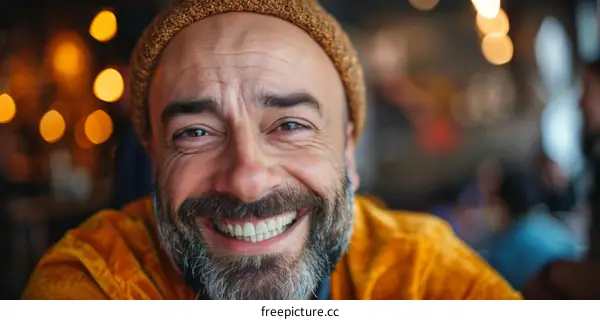 Happy Man in a Cafe