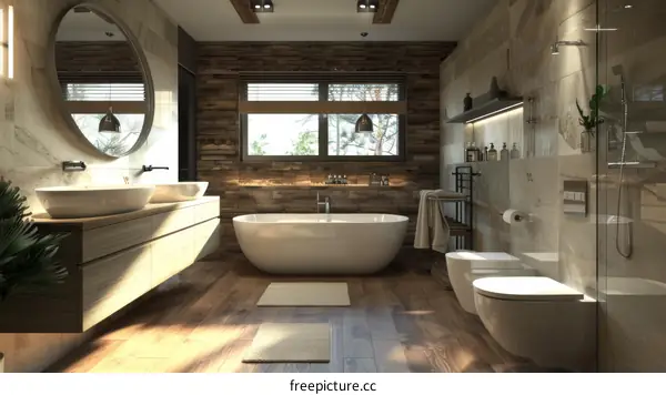 Wooden Bathroom Design Renderings