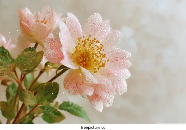 Beautiful Pink Rose Flowers with Water Drops