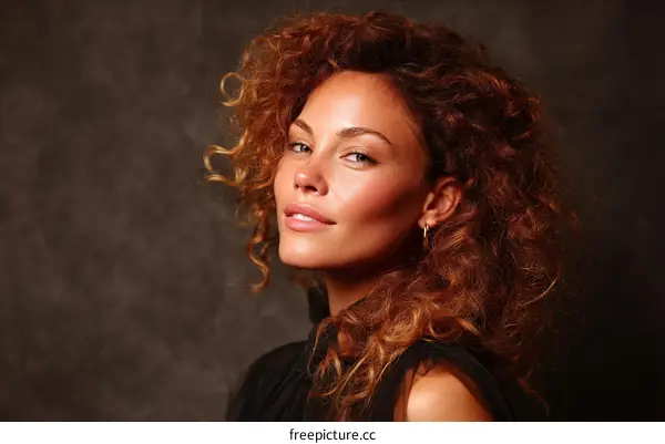 Close-up Portrait of a Woman with Curly Hair