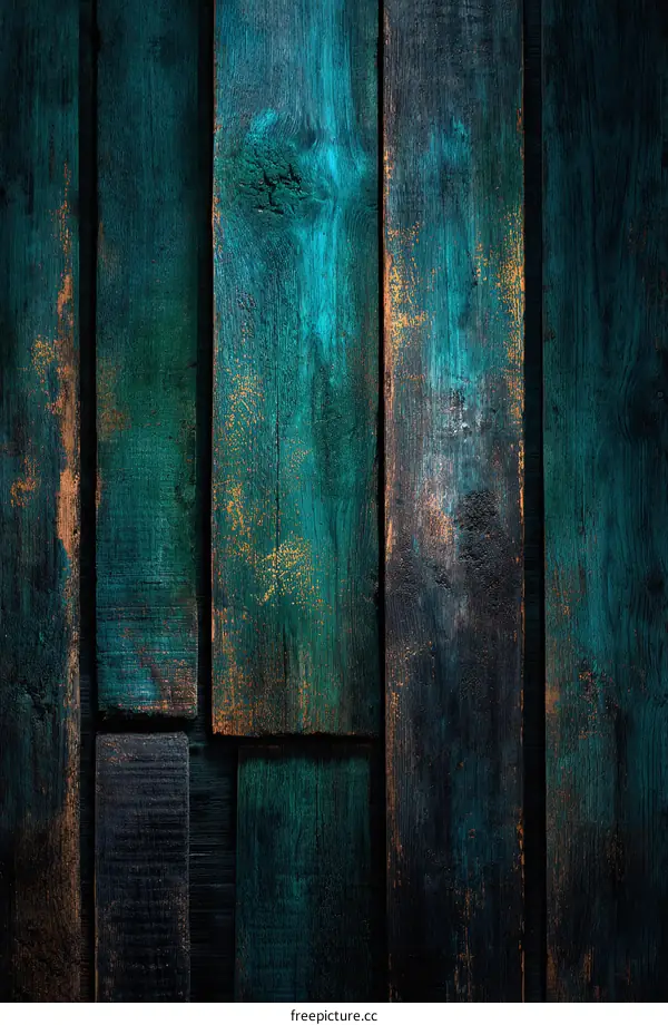 Textured Teal Wooden Planks Background Image