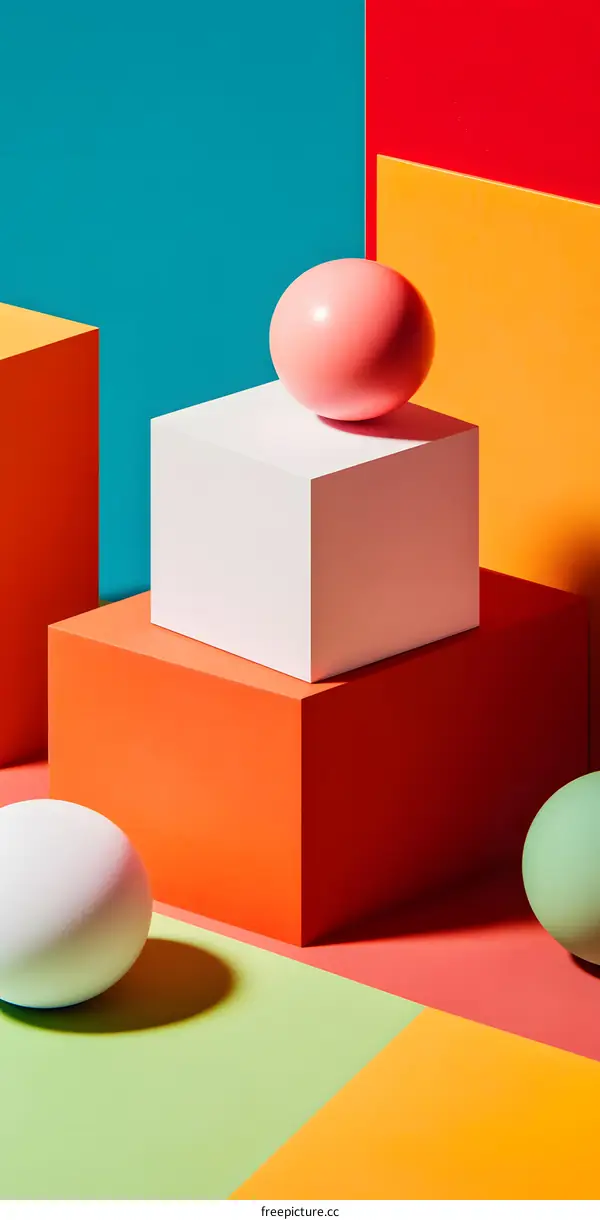 Colorful Geometric Shapes and Objects on a Background