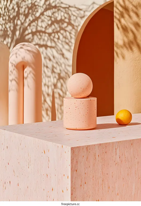 Pink Terrazzo Geometric Shapes Minimalist Product Photography