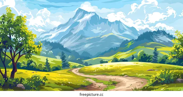 Beautiful Mountain Landscape with a Winding Path