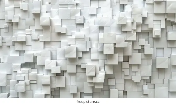 Abstract Monochrome Geometric White 3D Cubes Background