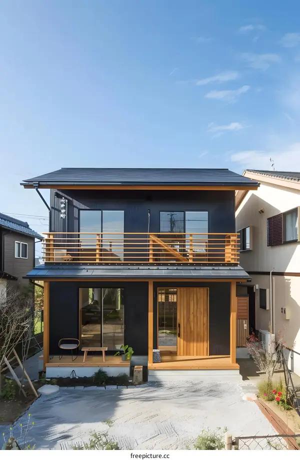 Modern Japanese Home with Black Exterior and Wooden Accents