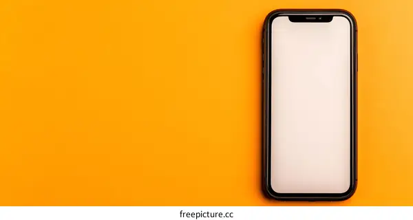 Black Smartphone Mockup On Yellow Background