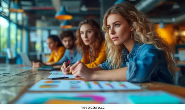 A group of young professionals having a meeting in an office