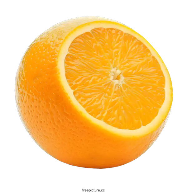 [Transparent Background PNG]Half Cut Orange Fruit Isolated On White Background