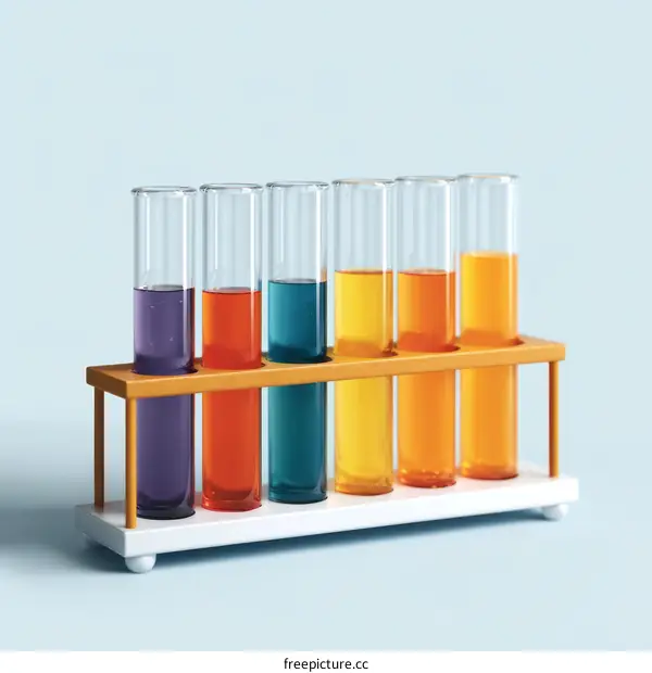 Colorful Test Tubes in a Stand